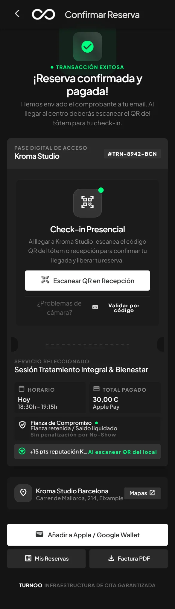Ticket digital de la cita